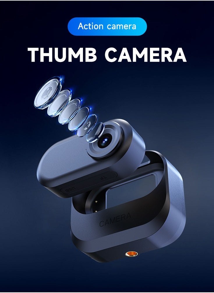 1.47-Inch Thumb Camera, Lightweight 35g Portable Action Camera with 1080P HD Video, Magnetic Charging, Real-Time Preview, Wide-Angle 2.7K Recording, Loop Recording, and Up to 256GB Storage