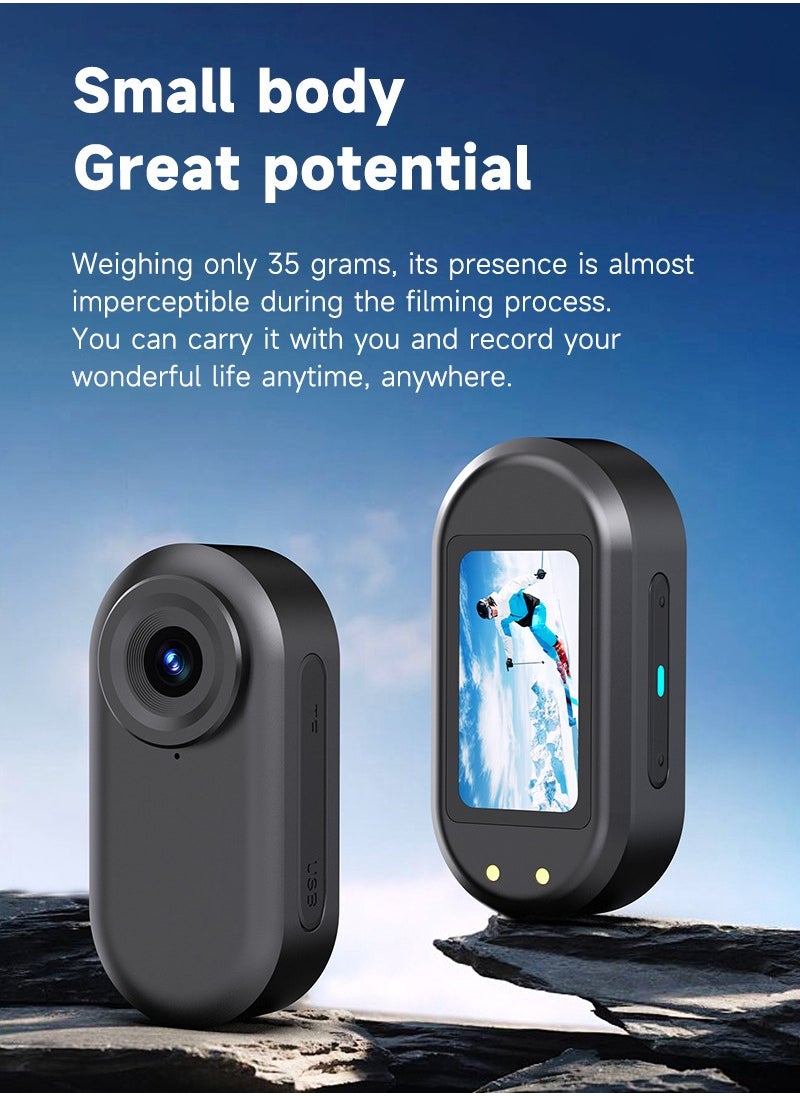 1.47-Inch Thumb Camera, Lightweight 35g Portable Action Camera with 1080P HD Video, Magnetic Charging, Real-Time Preview, Wide-Angle 2.7K Recording, Loop Recording, and Up to 256GB Storage