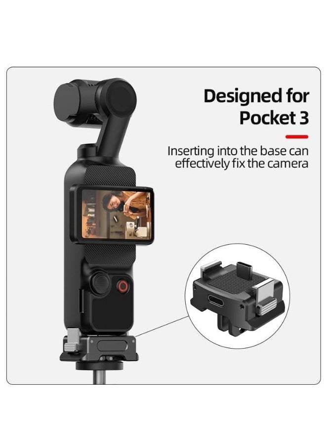 Charging Adapter Base for DJI Osmo Pocket 3, Type-C Charging Port, with 1/4 Threaded Hole and Gopro Connector, Attaches to Tripod Selfie Stick (1/4 Screw+GO/PRO Adapter)