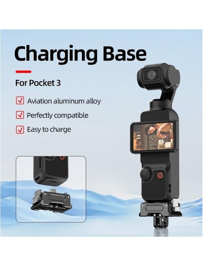 Charging Adapter Base for DJI Osmo Pocket 3, Type-C Charging Port, with 1/4 Threaded Hole and Gopro Connector, Attaches to Tripod Selfie Stick (1/4 Screw+GO/PRO Adapter)