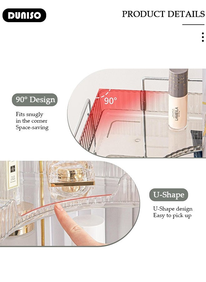 3-Tier Corner Bathroom Countertop Organizer, 3 Tiers Versatile Counter Shelf, Vanity Trays for Bathroom Counter, Makeup Organizer, Perfume Tray, Kitchen Spice Rack, Fits 90 Corner