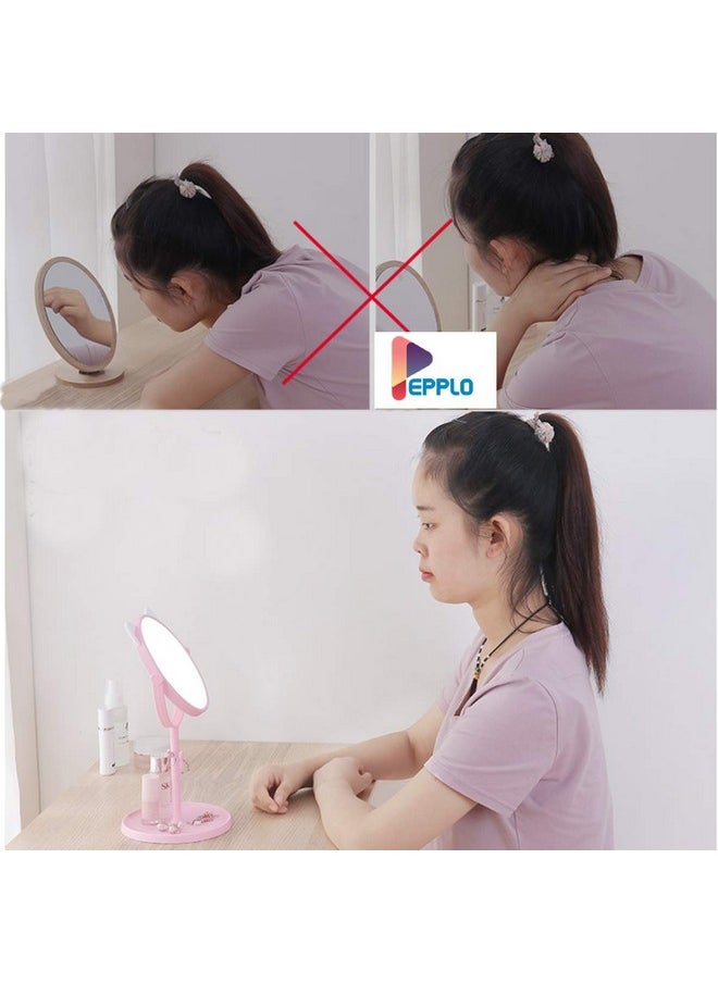 pepplo Tabletop Cat Shape Makeup Mirror Shaving Mirror, Free Standing Table Vanity Mirror On Stand With Rotation (1Pcs, Pink) Round, Framed