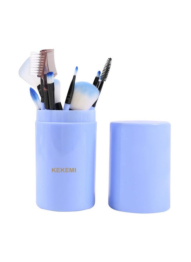 YEMIX Professional Makeup Cosmetic Foundation Brush Set (Light Blue) - Pack Of 12