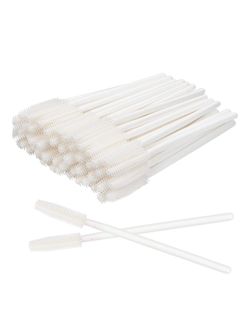 MyAoKuE-UP 100pcs Silicone Mascara Wands Disposable Eyelash Brushes Wand for Extension Makeup Brush Tool Bulk (Silicone All White)