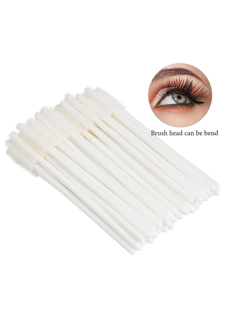 MyAoKuE-UP 100pcs Silicone Mascara Wands Disposable Eyelash Brushes Wand for Extension Makeup Brush Tool Bulk (Silicone All White)