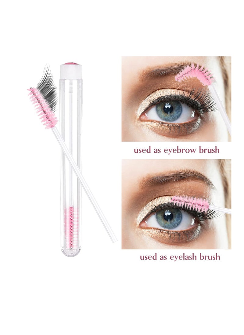 TUZAZO 80 Pieces Mascara Wand Tube Set 40 Diamond Empty Eyelash Brush Tubes Spoolies 40 Mascara Wand Lash Extension Brushes Applicators Makeup Tools (Pink Lash Style)