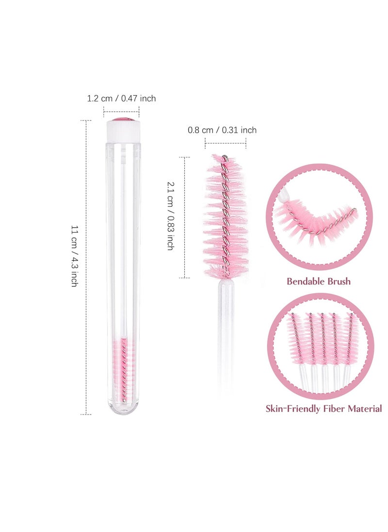 TUZAZO 80 Pieces Mascara Wand Tube Set 40 Diamond Empty Eyelash Brush Tubes Spoolies 40 Mascara Wand Lash Extension Brushes Applicators Makeup Tools (Pink Lash Style)