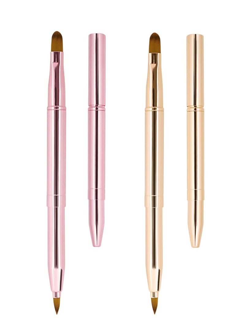 Unaone [2 Pack] Lip Brush for Lipstick, Retractable Lip Brushes, Dual-ended Makeup Brush for Lipstick Lip Gloss, Include Lid