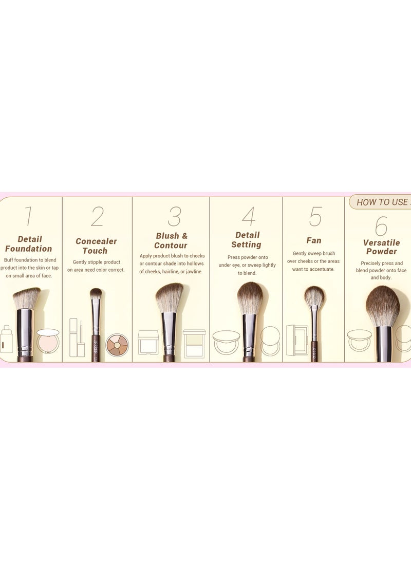 Jessup Makeup Brushes Set 15pcs Brown Make up Brushes Set Professional Premium Synthetic Foundation Eyebrow Concealer Blush Eyeshadow Contour Eyeliner Powder Blending Highlighter Brush T498