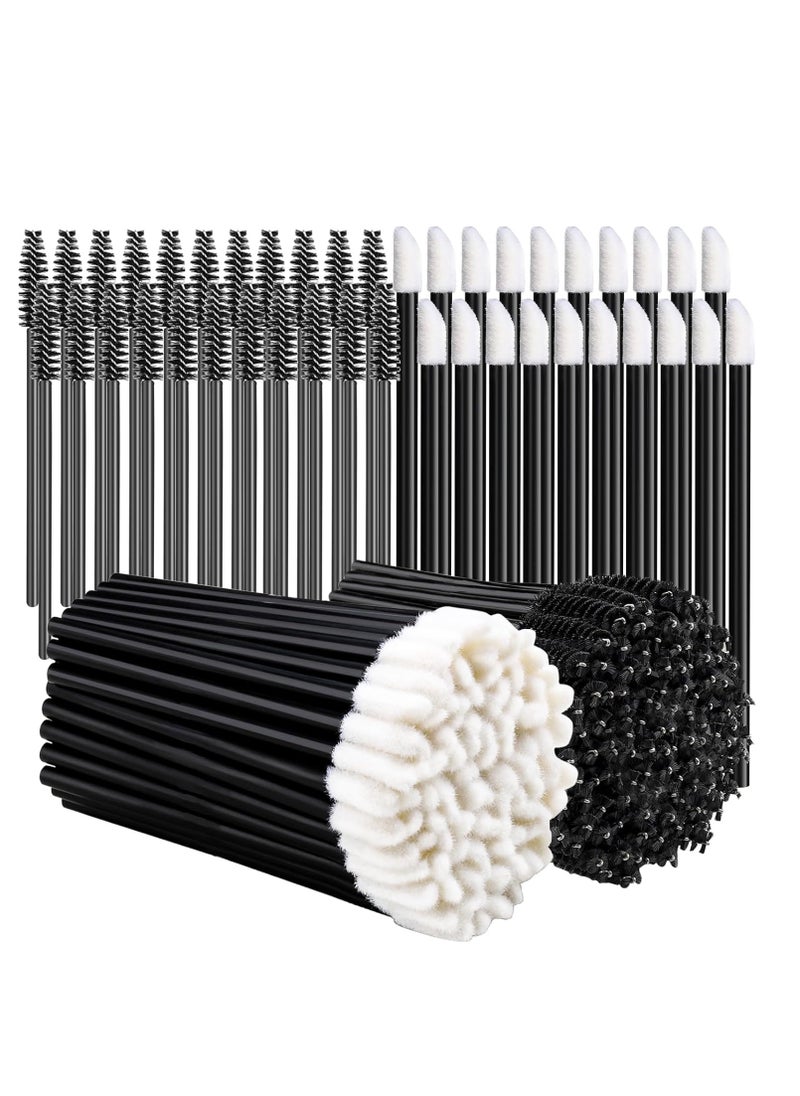 Teenitor Mascara Wands, Disposable Mascara Wand 200pcs, Lip Applicators Disposable Mascara Makeup Applicator Lipgloss Lip Brush Mascara Brush Lipstick Tester Wands Black