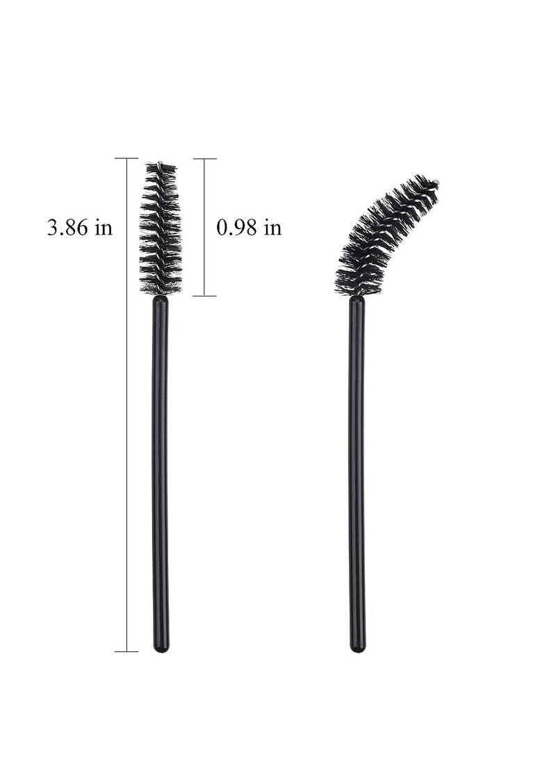 100 Pack Mascara Wand Eyelash Brush Disposable Eye Lash Applicator Makeup Tool Kit (Black-Handle100pcs)