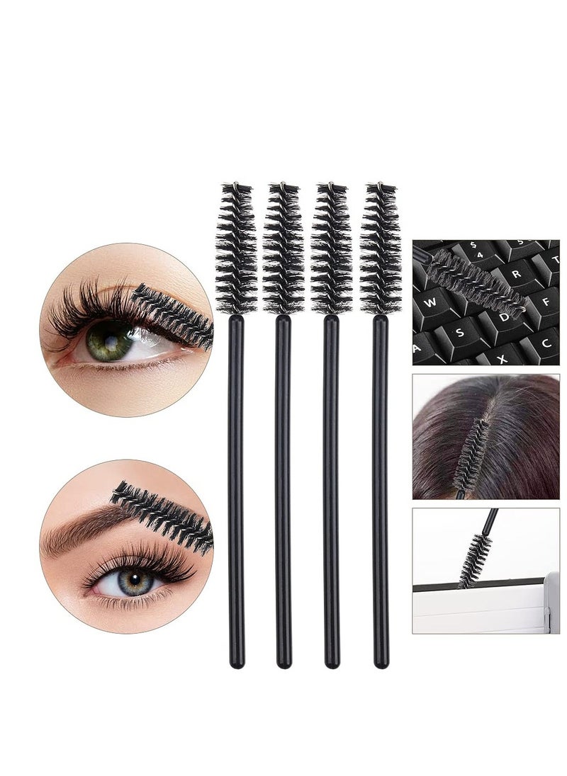 100 Pack Mascara Wand Eyelash Brush Disposable Eye Lash Applicator Makeup Tool Kit (Black-Handle100pcs)