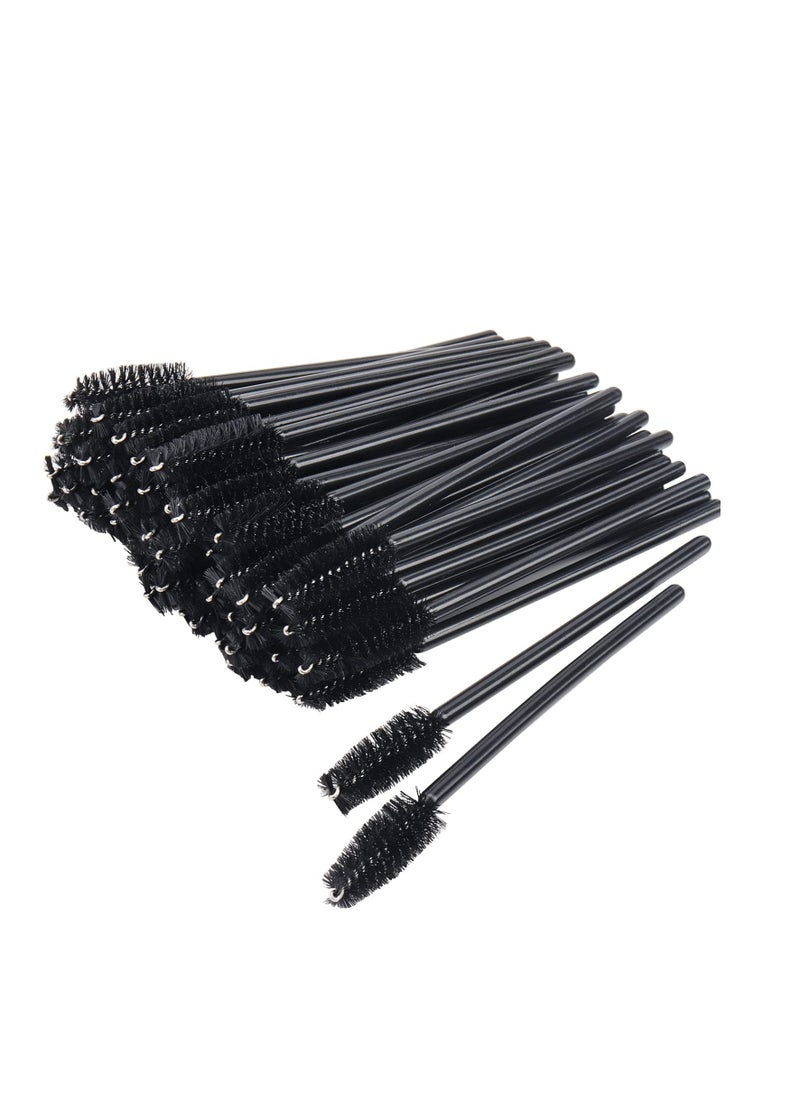 100 Pack Mascara Wand Eyelash Brush Disposable Eye Lash Applicator Makeup Tool Kit (Black-Handle100pcs)