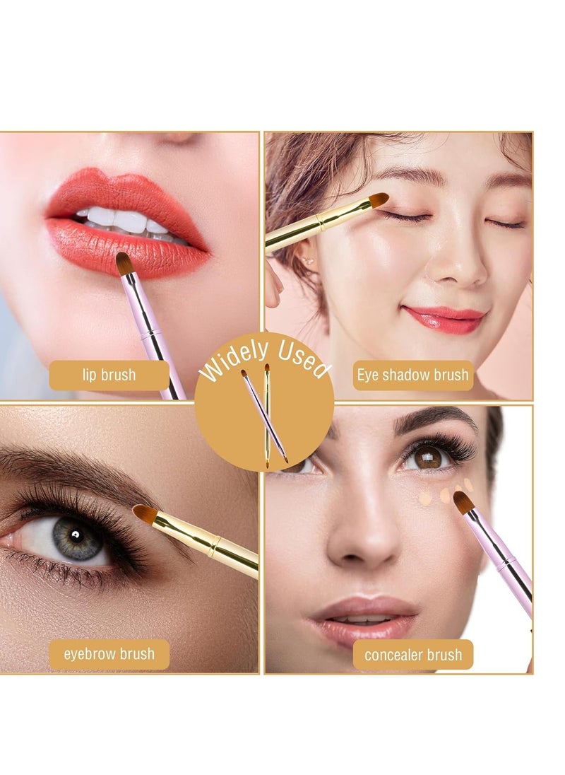 2 Pack Retractable Lip Brush for Lipstick Lip Gloss Double-Ended Lip Makeup Brushes with Cap Lipstick Brush Applicator Travel