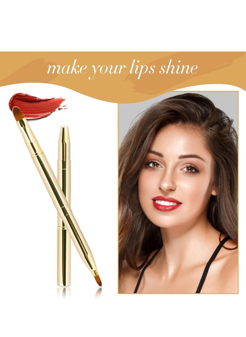 2 Pack Retractable Lip Brush for Lipstick Lip Gloss Double-Ended Lip Makeup Brushes with Cap Lipstick Brush Applicator Travel