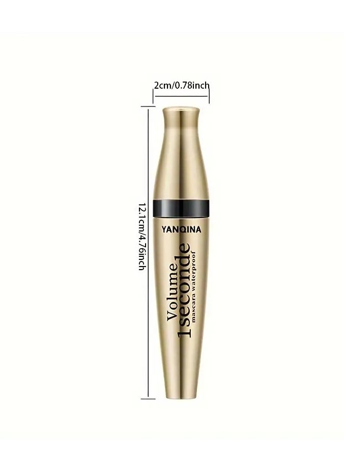 Intense Black Waterproof Mascara for All Skin Types - Long-Lasting, Curling, and Lengthening Formula with Silicone Brush Head for Dramatic Lashes - Smudge-Proof and Sweat-Resistant