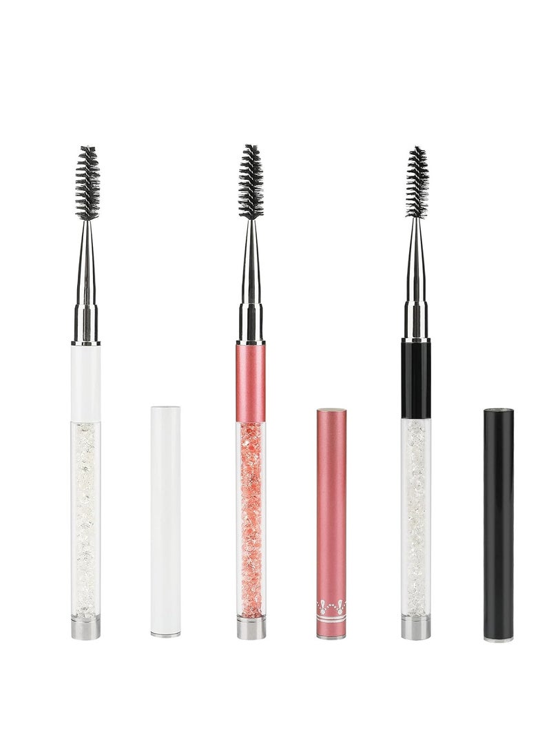 G2PLUS 3PCS Eyelash Brushes with Cap, Eye brow Brush, Eyelash Mascara Brushes Wands Applicator Makeup Tools for Travel