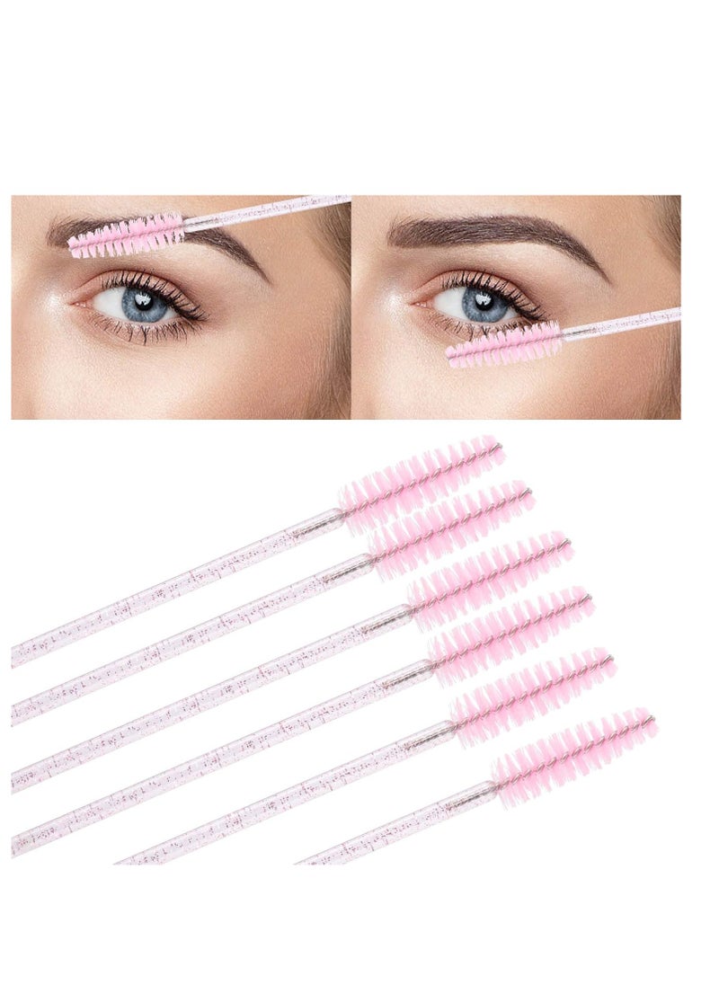 Tbestmax 200 Disposable Mascara Wand and Lipstick Applicator Wands Crystal Lip Gloss Brush Lash Spoolies for Eyelash Extensions (Pink)