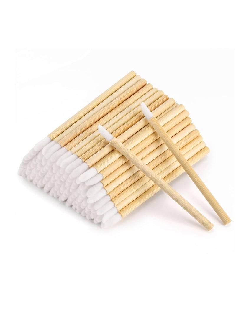 100pcs Disposable Bamboo Handle Lip Brushes Lipstick Lip Gloss Wands Applicator Makeup Tool
