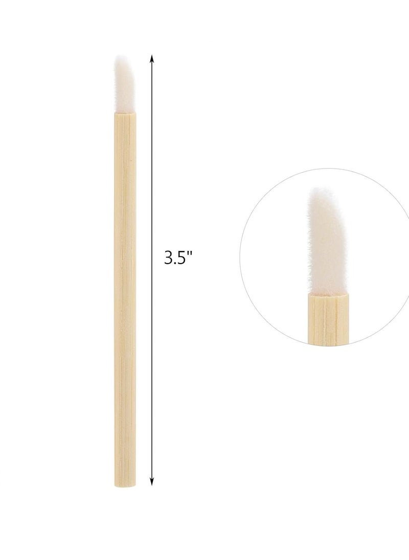 100pcs Disposable Bamboo Handle Lip Brushes Lipstick Lip Gloss Wands Applicator Makeup Tool