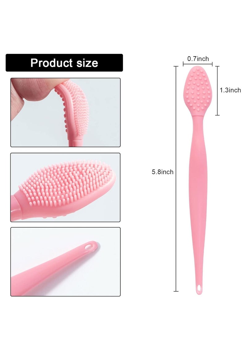 10 Pcs Lip Scrub Brush, Ooloveminso Silicone Lip Scrubber Exfoliator Tool, Soft Double-Side Lip Brush Exfoliating for Dark Lips, Lip Care and Beauty-Pink