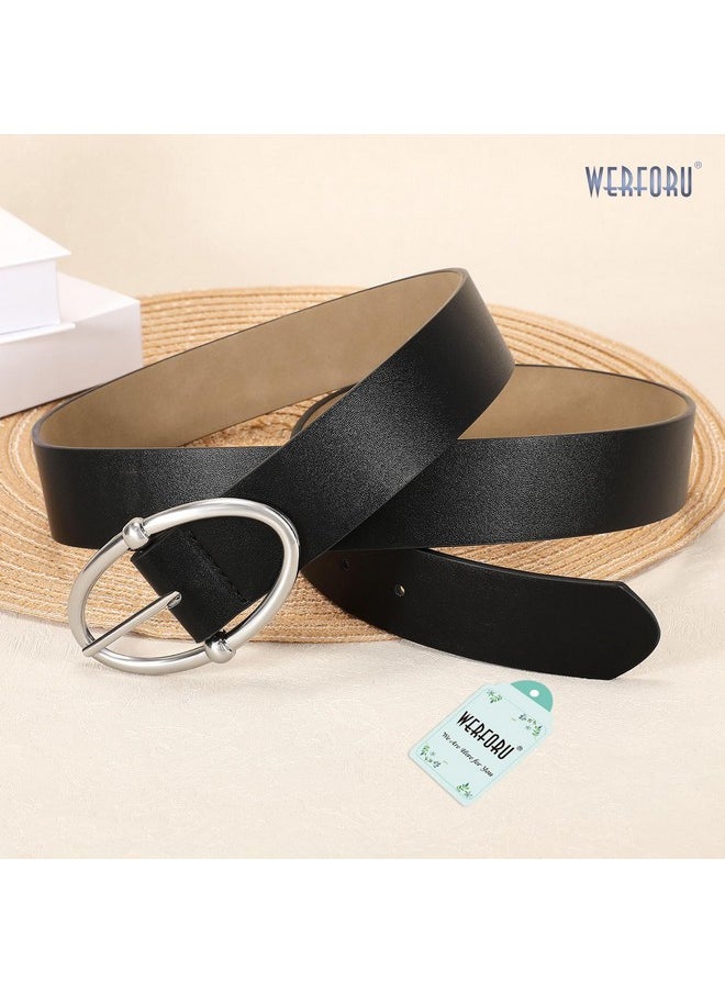 Women Leather Belt Fashion Leather Waist Belt For Jean Dress With Gold/Silver Buckle