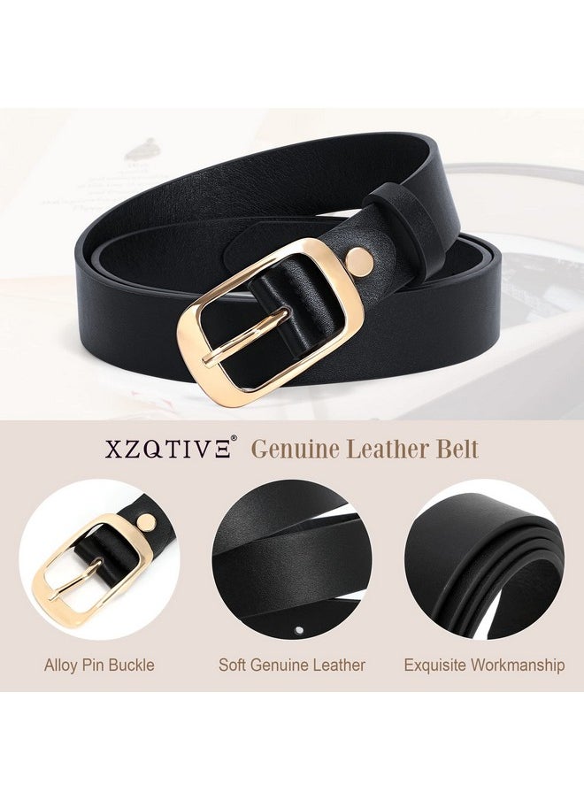 2 Pack Women Plus Size Leather Belts Fashion Cowhide Waist Belt With Solid Pin Buckle For Jeans Pants Dress