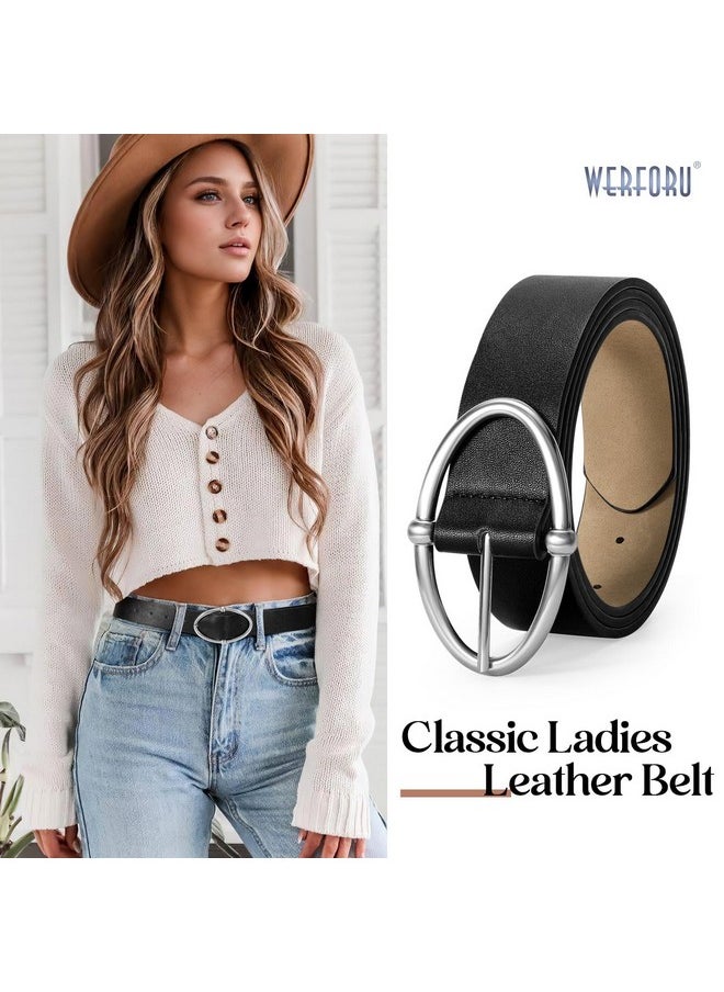 Women Leather Belt Fashion Leather Waist Belt For Jean Dress With Gold/Silver Buckle