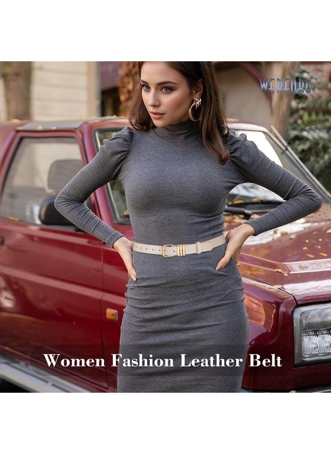 Women Leather Belt Fashion Leather Waist Belt For Jean Dress With Gold/Silver Buckle