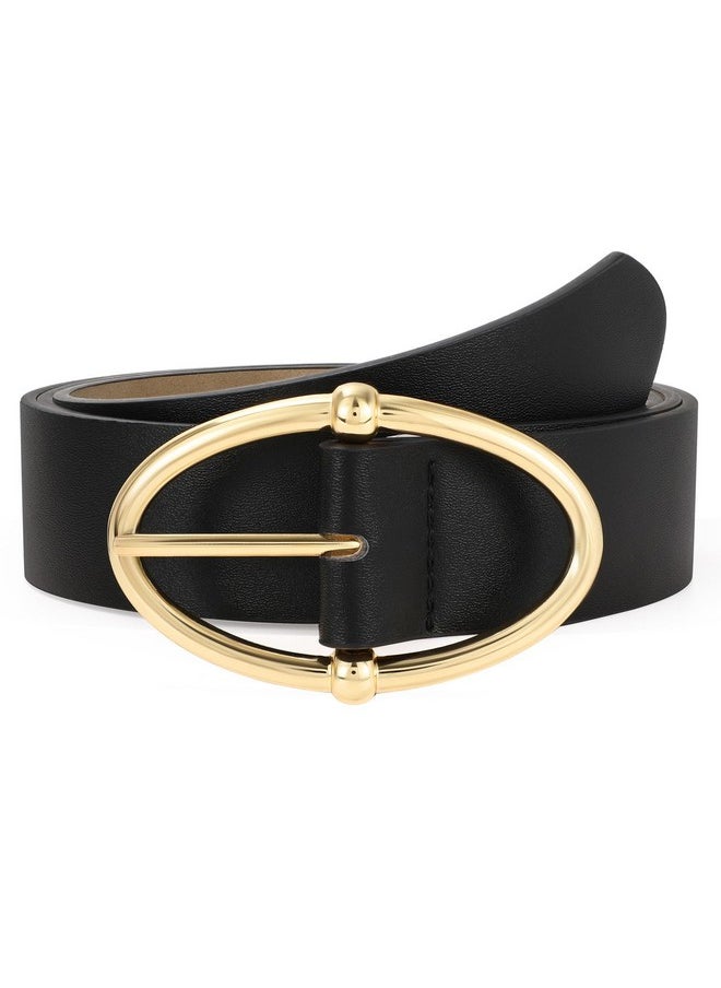 Women Leather Belt Fashion Leather Waist Belt For Jean Dress With Gold/Silver Buckle