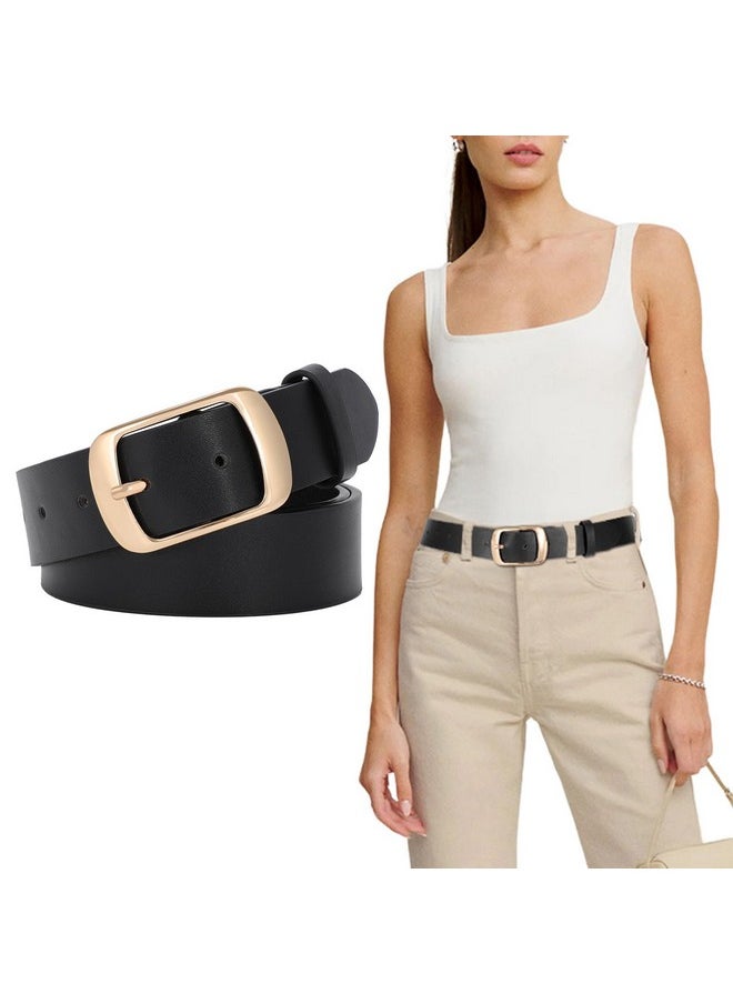 Fashion Womens Leather Belt, Soft Leather Waist Belt With Pin Buckle For Jeans Pants,Width 1.3