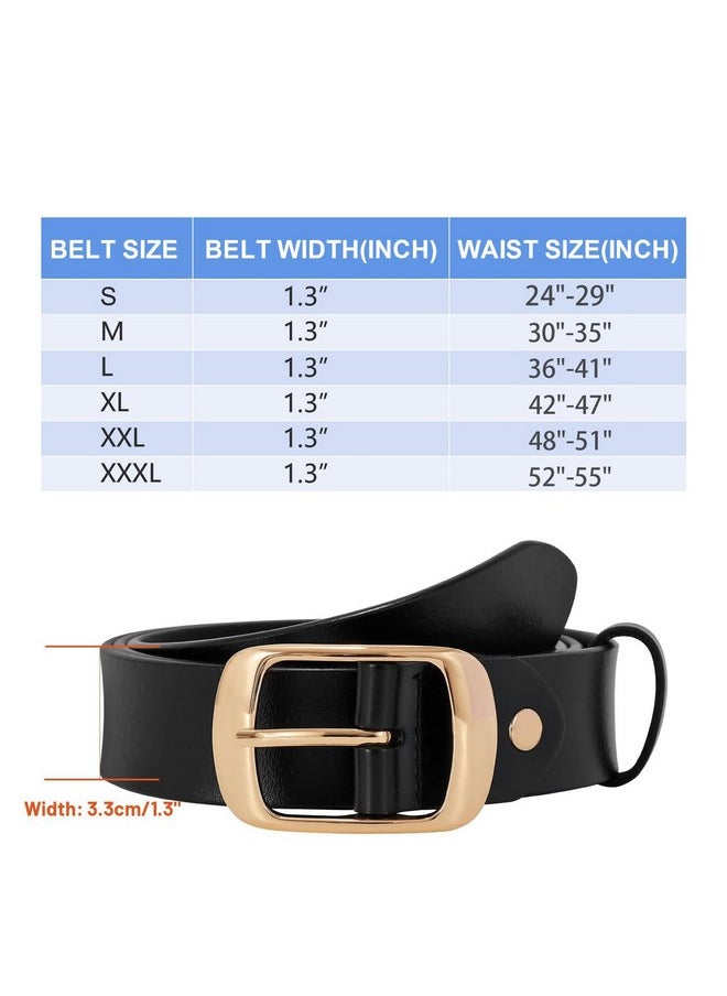 Fashion Womens Leather Belt, Soft Leather Waist Belt With Pin Buckle For Jeans Pants,Width 1.3