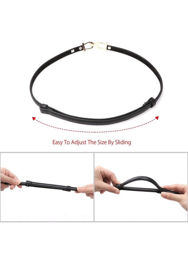 Leather Skinny Women Belt Thin Waist Belts For Dresses Up To 37 Inches With Golden Buckle 2 Pack(Black+White,Waist Size Below 37 Inches)