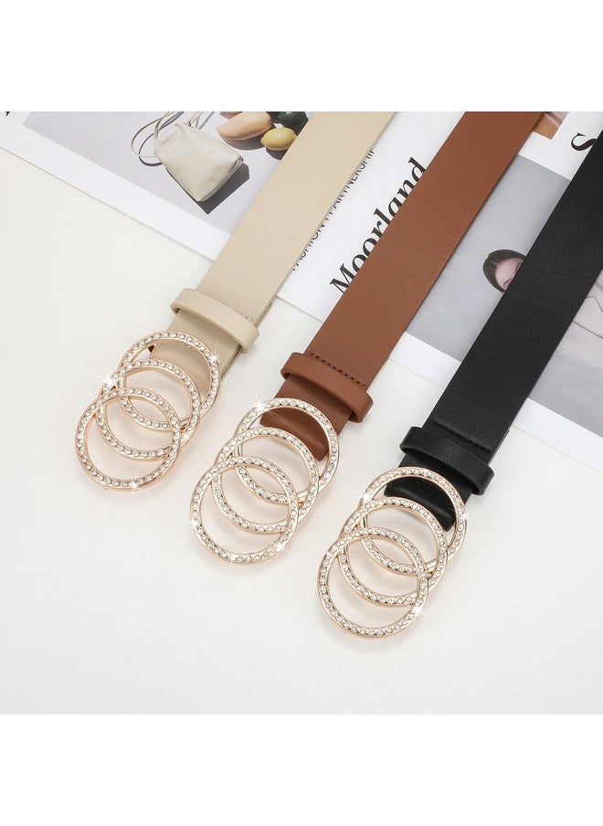 Women Belts For Jean Dress Pant Fashion Leather Belt With Circle Buckle