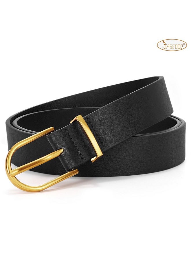 Women'S Leather Belts For Jeans Pants Fashion Ladies Belt With Gold Buckle, O-Black+Beige+Brown