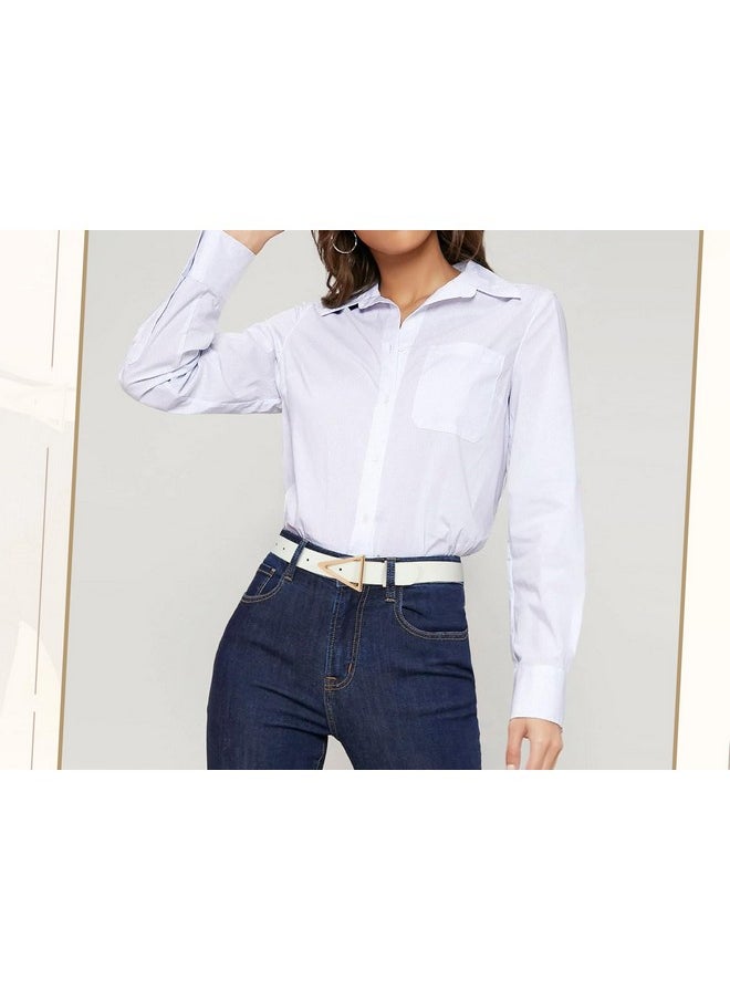 Women Waist Belt For Jeans Pants, Fashion Women Belt With Alloy Triangle Buckle, White S