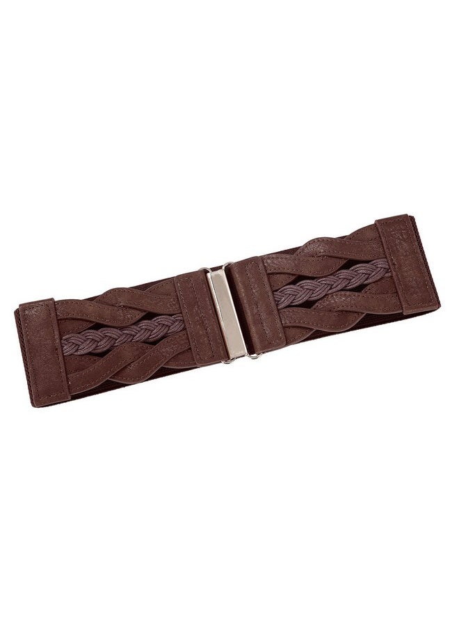 Women'S Elastic Vintage Belt Stretchy Retro Wide Waist Cinch Belt(Coffee,M)