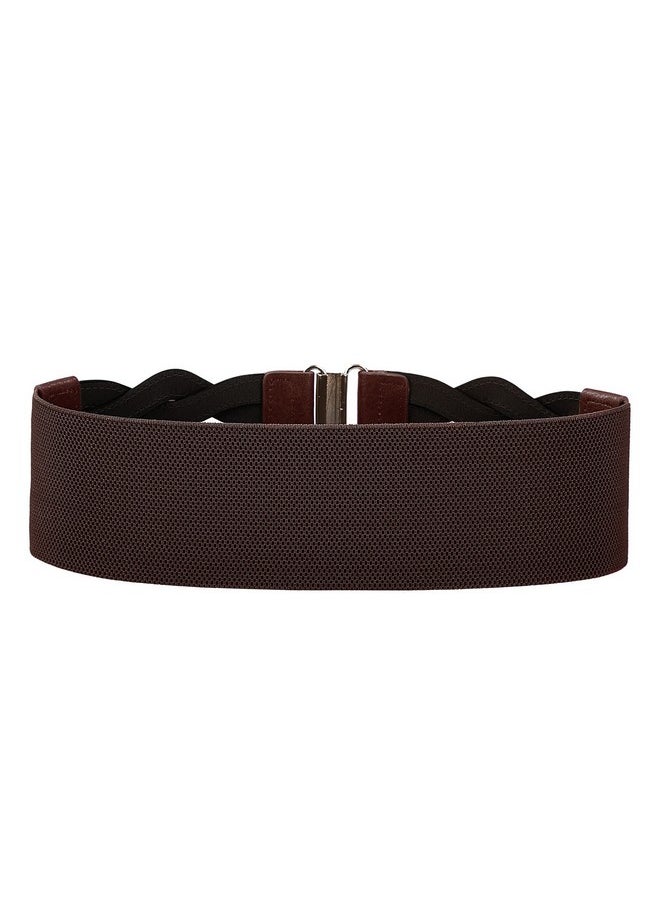 Women'S Elastic Vintage Belt Stretchy Retro Wide Waist Cinch Belt(Coffee,M)