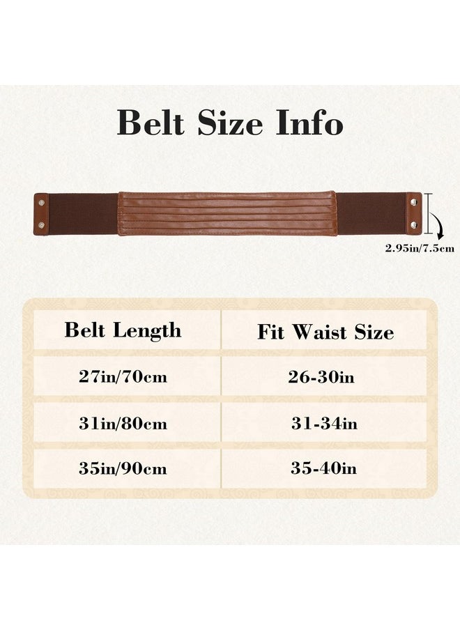 Women Wide Elastic Waist Belts For Dresses Vintage Fashion Stretchy Corset Belts Ladies Cinch Belts Waistband,Brown,S