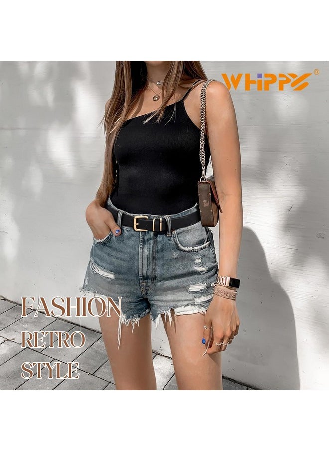 Women'S Leather Belts For Jeans Pants Casual Ladies Belt Fashion Vintage Pin Buckle Belt For Women, Black, M