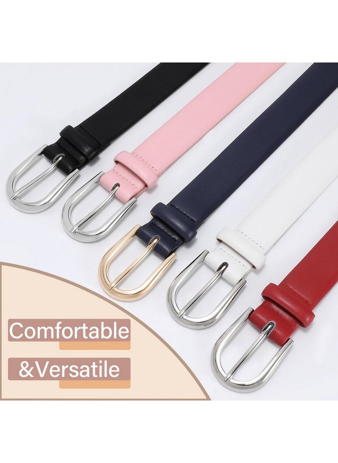 Women Belt For Jeans Pants Fashion Silver Buckle Ladies Dress Waist Belt,Pink,Xl