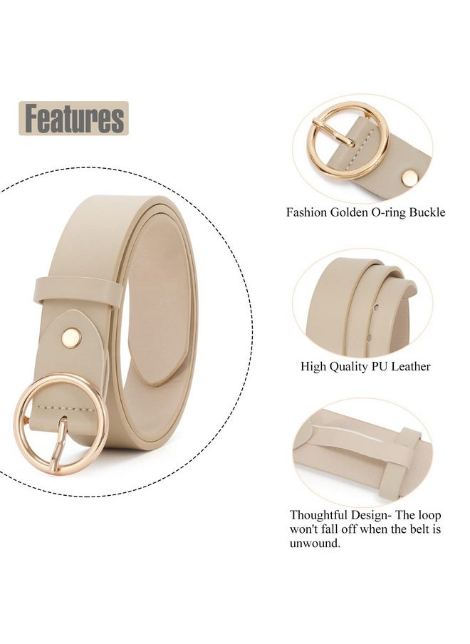 Fashion Women Leather Belt For Dresses Jeans Pants With Classic Round Buckle