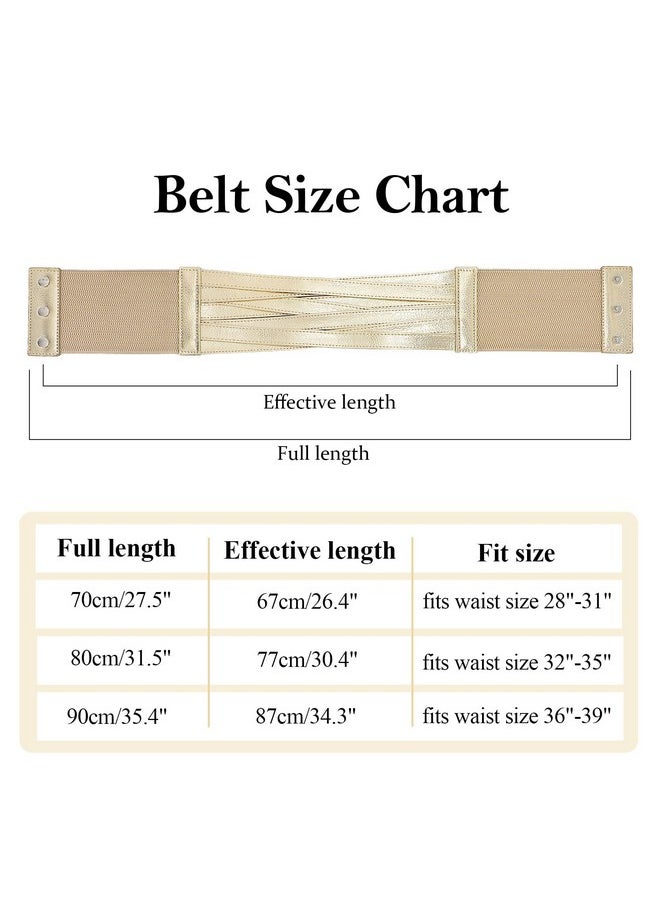 Wide Elastic Belts For Women Dresses Black Waist Corset Belt For Women Fashion Wide Stretchy Belts, Gold, 80Cm