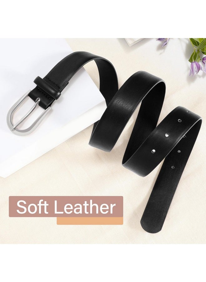 Women Belt For Jeans Pants Fashion Silver Buckle Ladies Dress Waist Belt,Black,S