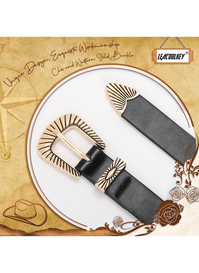 Western Leather Belt For Women Vintage Design Buckle Waist Belt For Jeans Dress