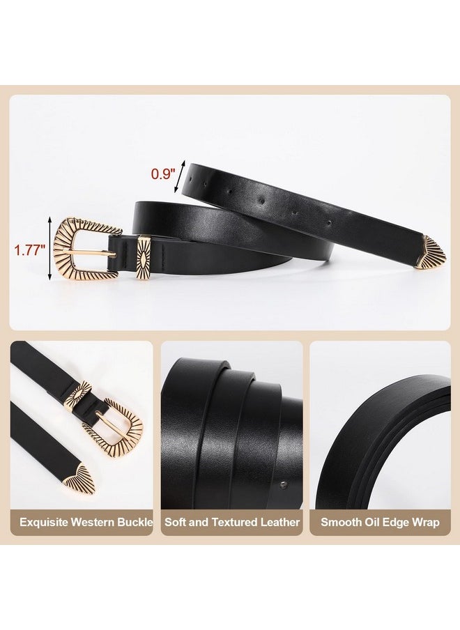 Western Leather Belt For Women Vintage Design Buckle Waist Belt For Jeans Dress