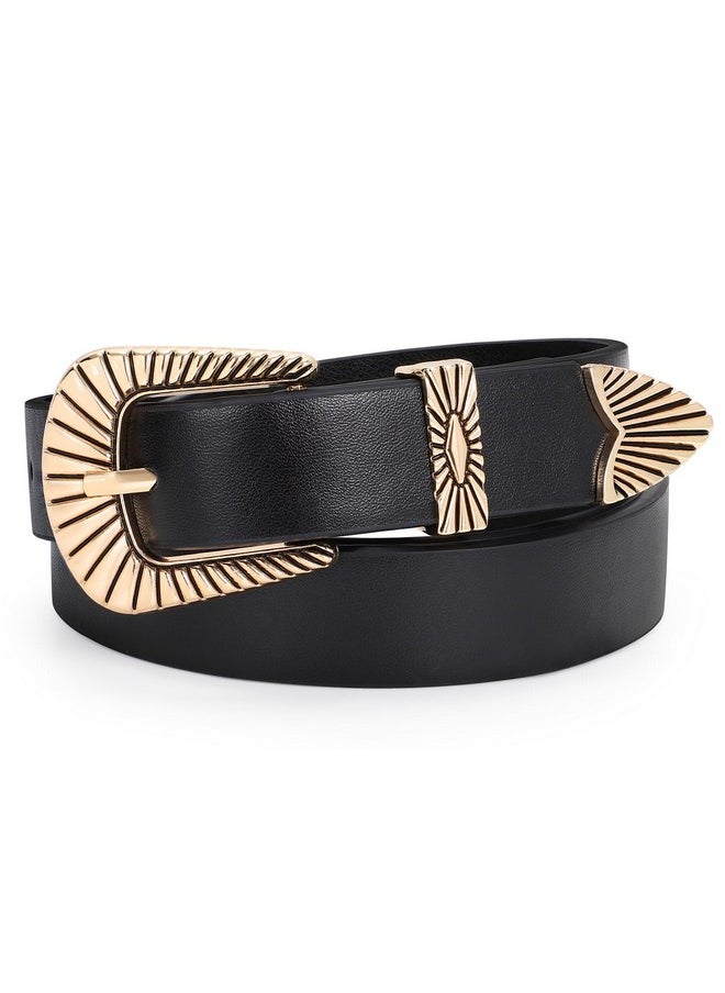 Western Leather Belt For Women Vintage Design Buckle Waist Belt For Jeans Dress