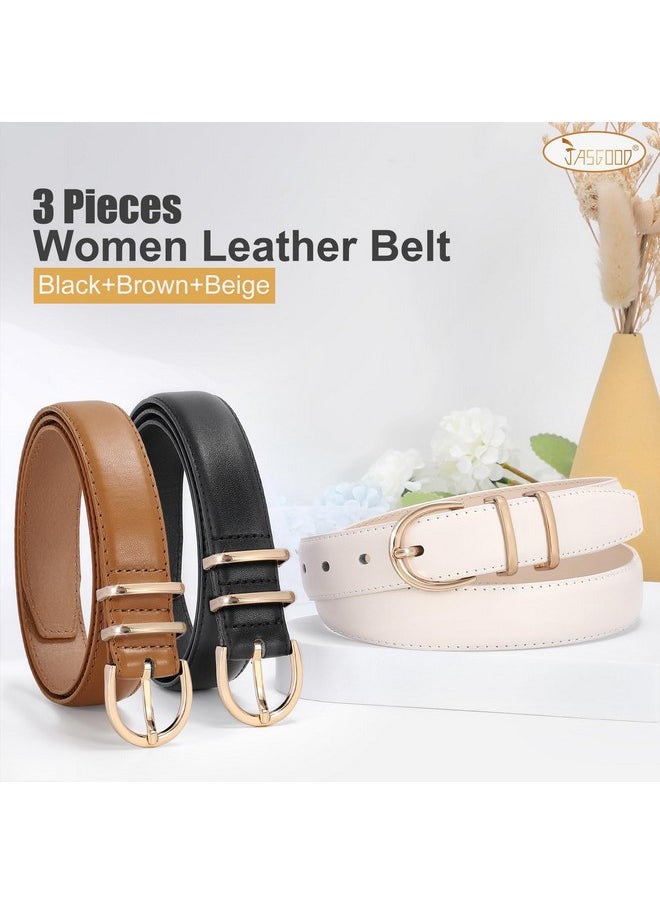 Women Leather Belt For Jeans Fashion Ladies Belts For Pants Dresses With Gold Buckle,Xs:Fit Size 21