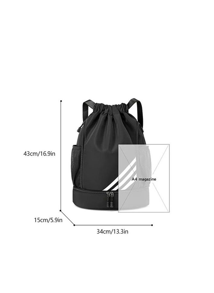 Big Size Practical Sports Backpacks,Large Capacity, Drawstring Lightweight and Waterproof, Versatile travel backpacks (Black,Grey)