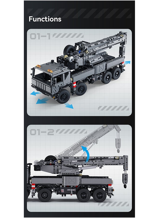 CaDA Remote Control Car Toy Building Blocks Grey Master-Military Crane Truck  C61507W 2686pcs for +8 Years old